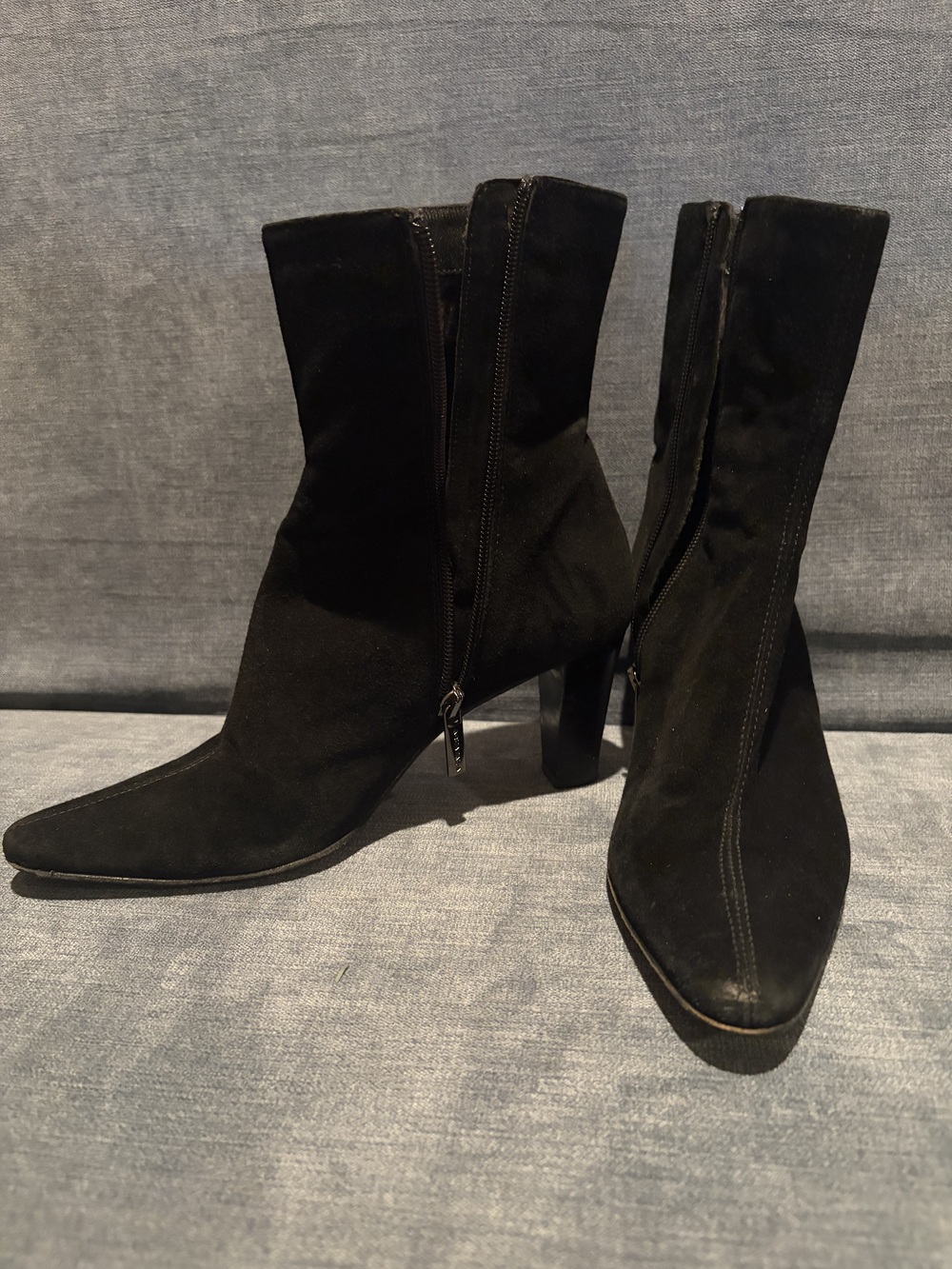 Aquatalia Black Suede Ankle Boots with Almond Shape Toe Box -Sz 6.5
